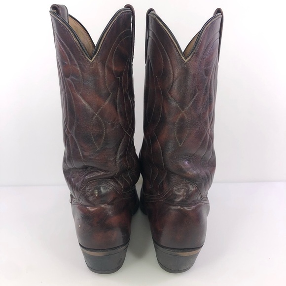 Abilene Burgundy Brown Leather Cowboy Western Boots Size 9D main image 6